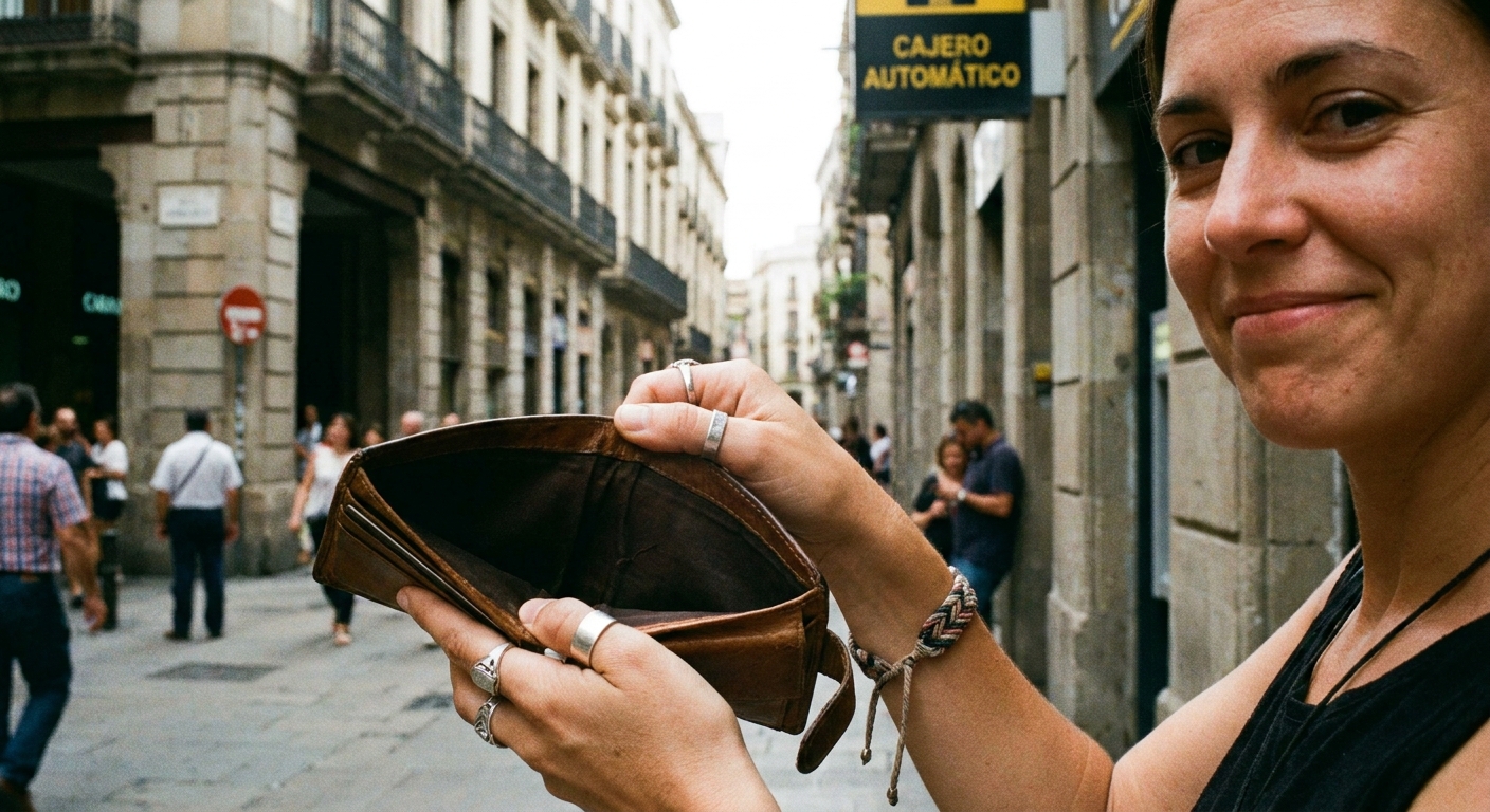 Manos de mujer mostrando una billetera vacía, historia real de deudas y recuperación financiera